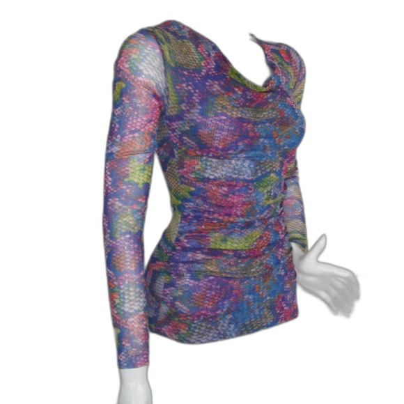 BLACK SAKS FIFTH AVE Python Tunic, XXS, Nylon Mesh, Rainbow Snakeskin - Picture 2 of 12